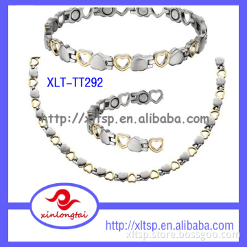 Fashion Magnetic Titanium Steel Necklace Bracelet Sets 2014